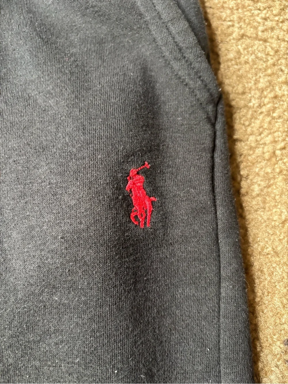 Polo by Ralph Lauren Black Kids Fleece Joggers with Red Pony